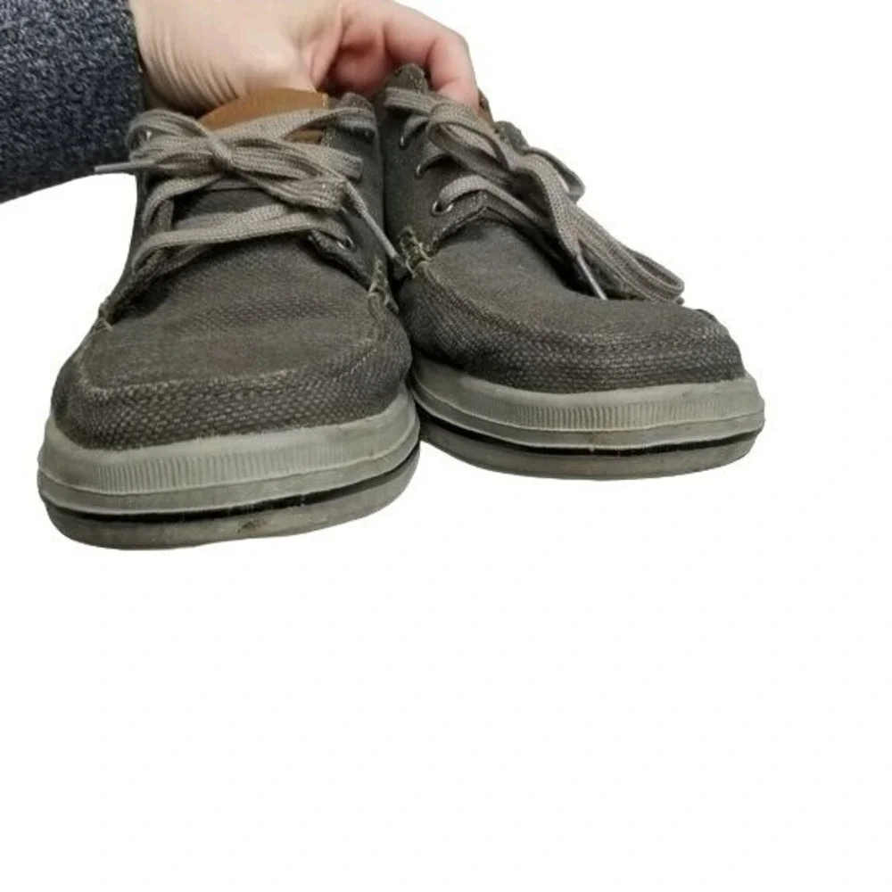Sketchers men canvas boating shoes size 10 says black‎ on tag but is more grey